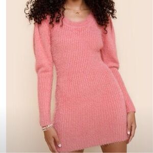 Francesca’s Puff Sleeve Soft  Sweater Dress